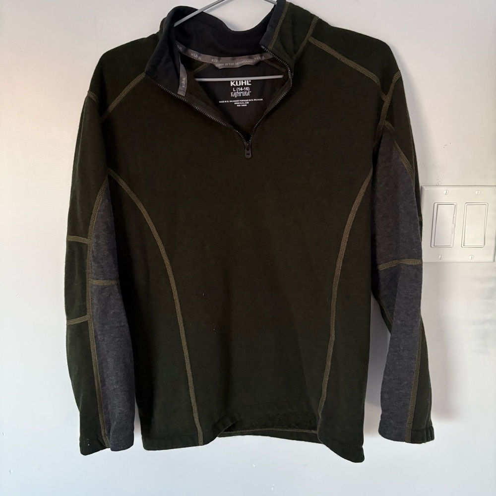 KÜHL Boys Revel 1/4 Zip Kashmira Performance Fleece - Forest Green - Size L